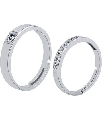 Silver Plated classic Solitaire Adjustable Couple ring  for Men and WomenCouple ring for Girls and Boys-2 pieces