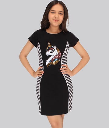 Cutecumber Polyester Shift Dress For Girls ( Pack of 1 , Black )