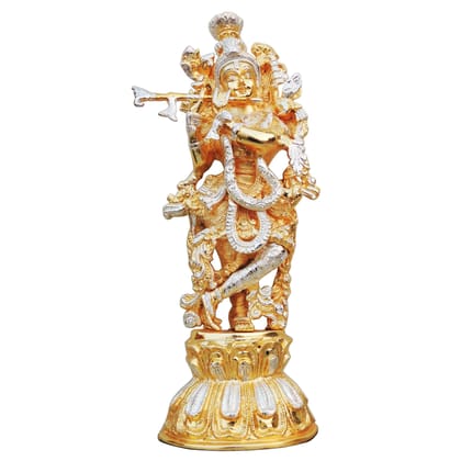 Brass Showpiece Krishna In Two Tone Finish Statue (BSMAS473 B)