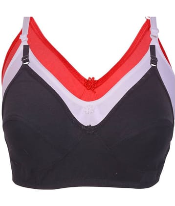 Kiran Enterprises Pack of 3 Cotton Lycra Non Padded Women's Minimizer Bra ( Multi Color )