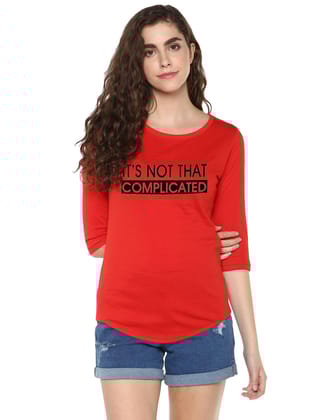 Womens 34U Complicated Printed Red Color Tshirts-Red / Small / 100% Bio Wash Cotton