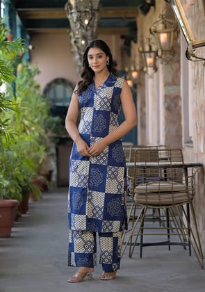 Indigo Mosaic Co-Ord Set-S