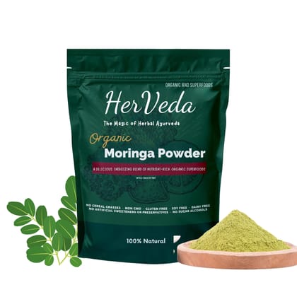 HerVeda Naturals Moringa Powder 400 gram, 100% Organic | Pack of 2