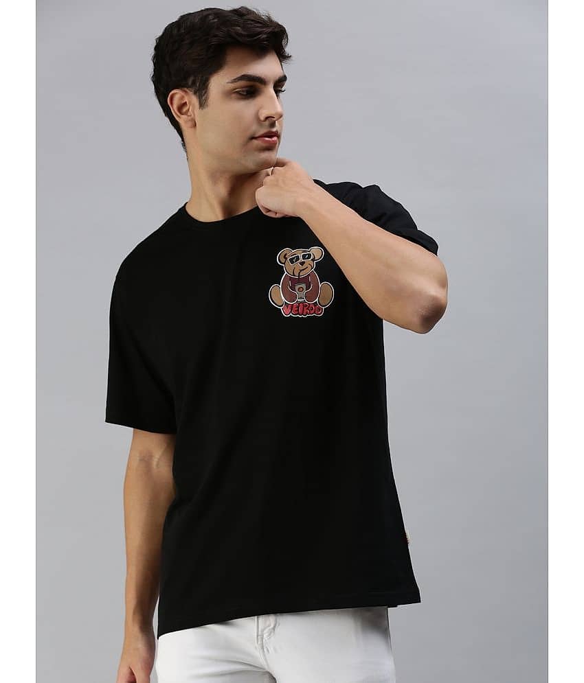 Veirdo Pack of 1 Cotton Oversized Fit Men's T-Shirt ( Black )