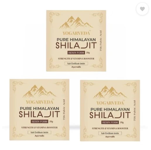 YOGARVEDA Pure Himalayan Shilajit Resin  20g | 100% Natural and Ayurvedic  (Pack of 3, 20 g)