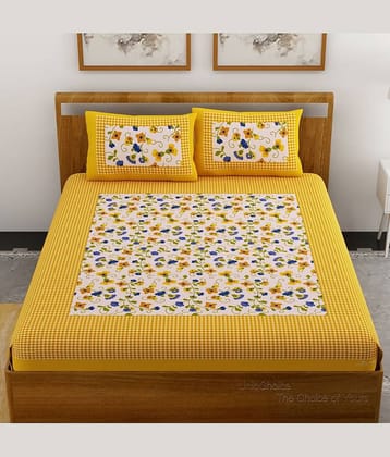 Uniqchoice Cotton Double Bedsheet ( Yellow )
