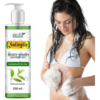 Broer Salicylic Body Wash with Tea Tree - Acne & Oil Control, Deep Cleanse Shower Gel (200 ml)