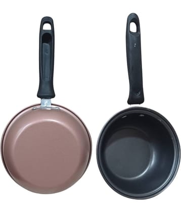 Shopeleven Non-Stick Non-Stick Aluminium Milk Pan Heavy Bottom without Lid 16 cm Diameter 0.7 Ltr