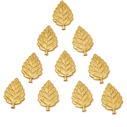 MAYAPURI Pure Pital Tulsi Pata | Brass Holy Basil Leaves for Daily Puja & Deity Ornament (Tulasi Patta)  Pack of 12