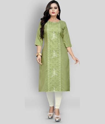 Hetsa - Green Cotton Blend Women's A-line Kurti ( Pack of 1 )