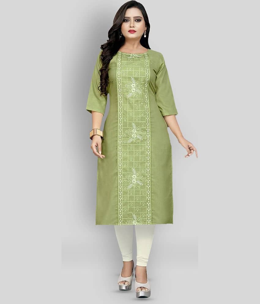 Hetsa - Green Cotton Blend Women's A-line Kurti ( Pack of 1 )