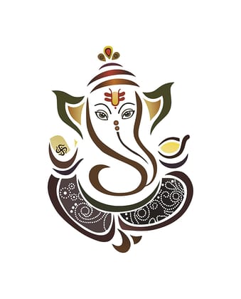 DreamKraft Beautiful Loard Ganesh PVC Vinly Wall Stickers (Multicolor, 69 cm X 59 cm)