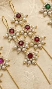 Emerald Bloom Long Earrings - Maroon