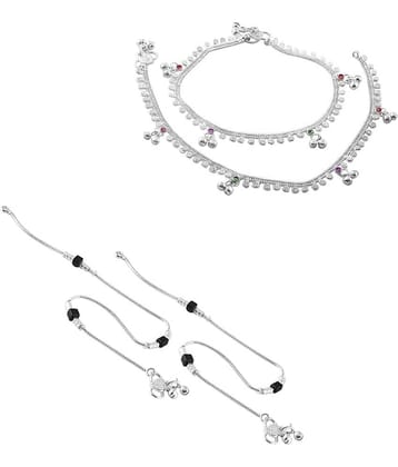 HEER COLLECTION - Silver Anklets ( Pack of 2 )
