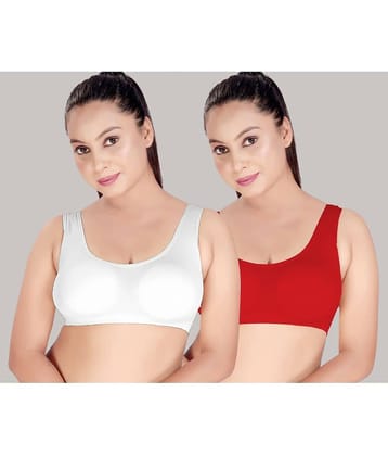 HAYA Pack of 2 Polyester Non Padded Women's Cami bra ( Multicolor ) HAYA Red and White Polyester Non Padded Women's Cami bra