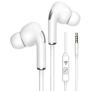 AXL in-Ear Wired Earphones with Extra Powerful Bass Snug fit and in-Line Control with Mic for Hands Free Calling (White AEP-15B).