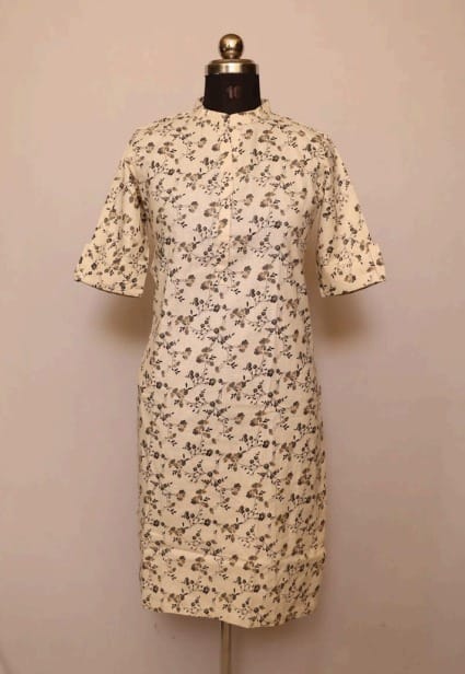 Cotton Collar Kurti With Sleeves