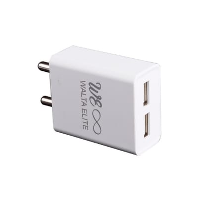 Walta Elite PB 35 Dual Port 12W Smart USB Charger Adapter with Type C Cable (White)