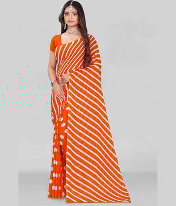 LEELAVATI Georgette Printed Saree With Unstitched Blouse Piece ( Orange )