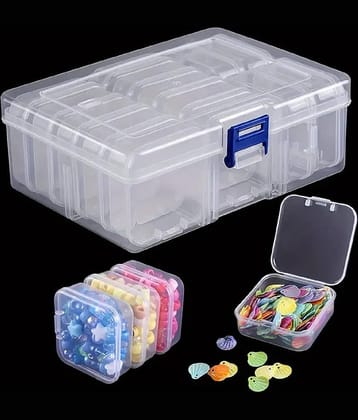 15 Pcs Jewellery Organizers Box Set, Organizer Storage Box Plastic for Earrings, Jewellery, Necklace, Beads, Used for Storing DIY Craft Organizers(1 Big + 14 Small)