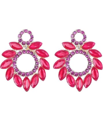 PUJVI - Red Stud Earrings ( Pack of 1 )