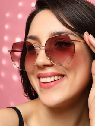 The Curved Cateye Sunglasses - Champayne Gold-Sunglass