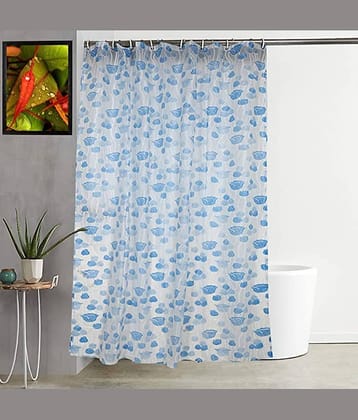 CASA FURNISHING Blue PVC Shower Curtain ( Single )