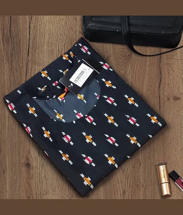 Ethnic Basket Pack of 1 Crepe Printed A-line Women's Kurti - ( Red & Black )