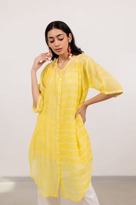 Corn Yellow Bandhej Tunic-S