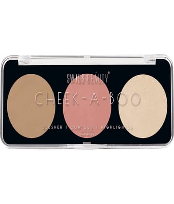 Swiss Beauty Cheek,A,Boo 3 In One Blusher, Contour, Highlighter(8G), Rust