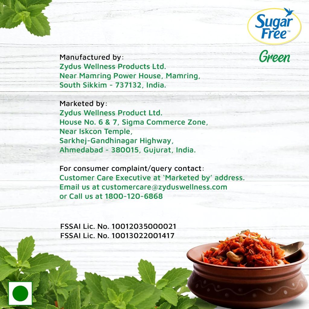 Sugar Free Green Stevia Jar, 200 g | 100% Plant-based Natural Sweetener | Equivalent to Sweetness from 1Kg Sugar | 100% Natural Stevia leaves| Sweet like Sugar but with zero calories|