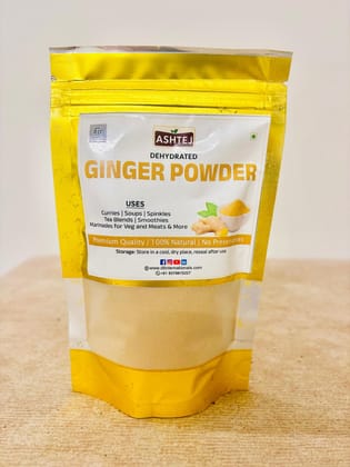 ASHTEJ Dehydrated Ginger Powder | Premium Quality, 100% Natural, No Preservatives | 100g Pouch for Cooking, Tea & Marinades