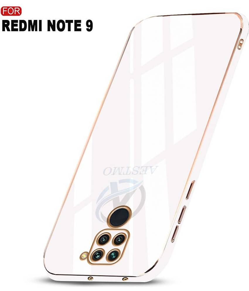 AESTMO - White Silicon Plain Cases Compatible For Xiaomi Redmi Note 9 ( Pack of 1 )