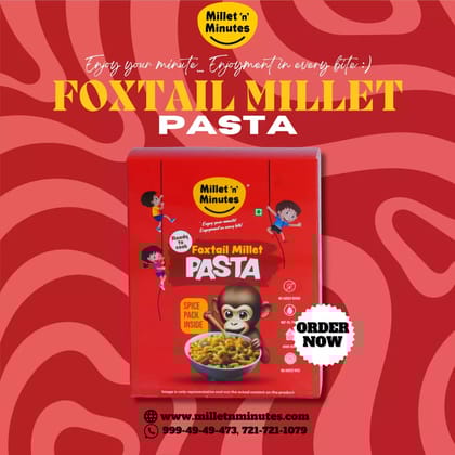 MilletnMinutes Foxtail Millet Pasta – Healthy, Gluten-Free Pasta Made from Foxtail Millets – High in Fiber, Protein, and Essential Nutrients – 192g