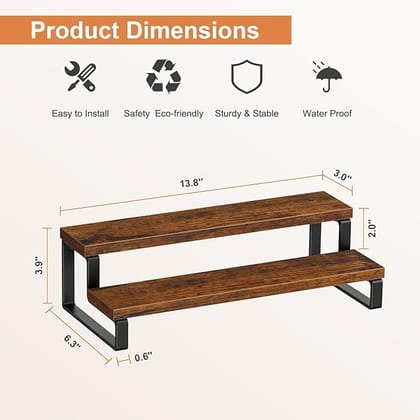 OXMIC Wood Display Riser Stand, Wooden Display Riser Shelf, Kitchen Counter Shelf Spice Rack Organizer,