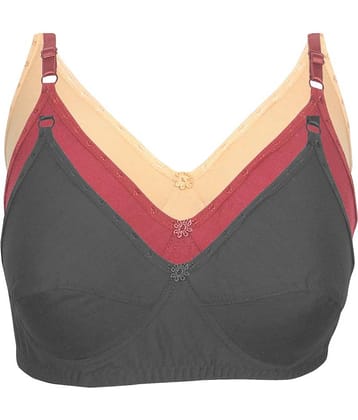 Kiran Enterprises Pack of 3 Cotton Non Padded Women's Everyday Bra ( Multi Color )