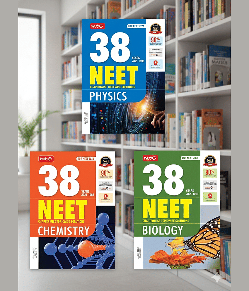 MTG 38 Years NEET Previous Year Solved Question Papers Physics, Chemistry & Biology PYQs Chapterwise Topicwise Solutions For 2025-2026 Exam (Set of 3 ... Free access of Video Solutions & Smart Book