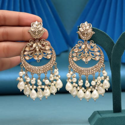 Gold Color Kundan Earrings-Default Title / Gold / Alloy With Good Quality Gold Plated