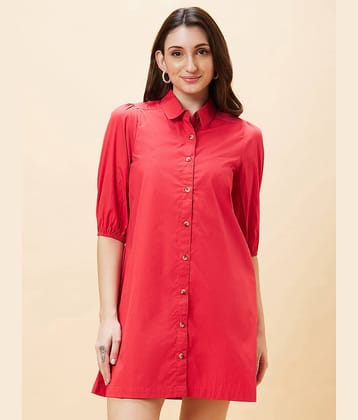 Globus - Red Cotton Women's Shirt Dress ( Pack of 1 )