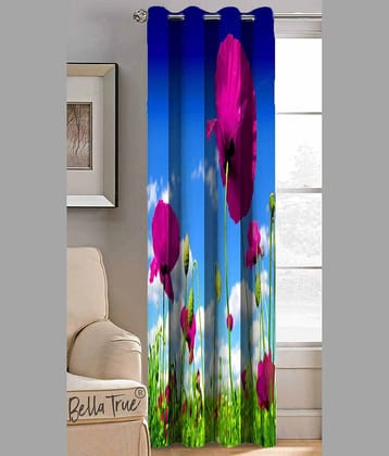 BELLA TRUE Abstract Printed Semi-Transparent Eyelet Curtain 5 ft ( Pack of 1 ) - Multicolor