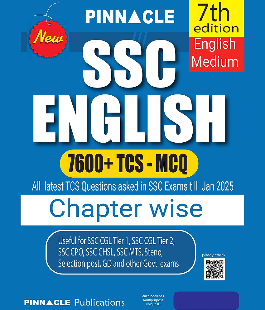 SSC English 7600+ TCS MCQ Chapter-wise | 7th edition | English medium