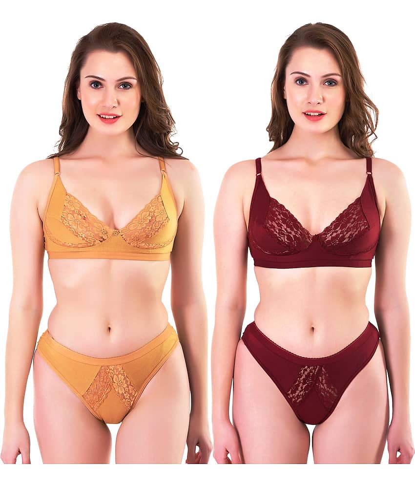 TCG Multi Color Cotton Lycra Bra & Panty Set