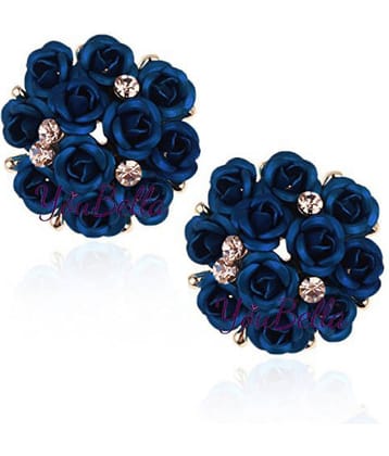 YouBella Stylish Party Wear Jewellery Gold Plated Studs Earrings for Women (Dark Blue)(YBEAR_31771)