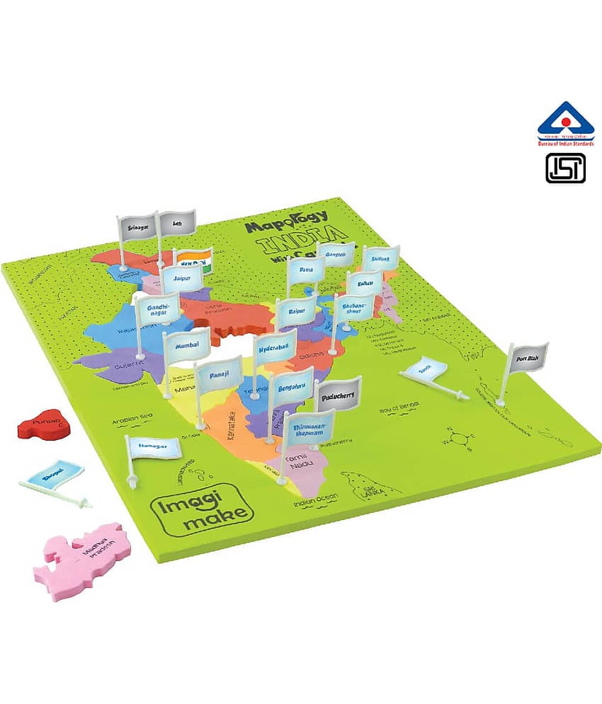 Imagimake Mapology India with State Capitals - Educational Toy and Learning Aid for Boys and Girls-Map Puzzle-Jigsaw puzzle.