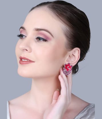 Sunhari Jewels Red Stud Earrings ( Pack of 1 )