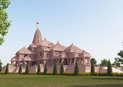Ram Mandir Ayodhya Devotional Cards  Premium Paper  10x10 cm  10 Pack