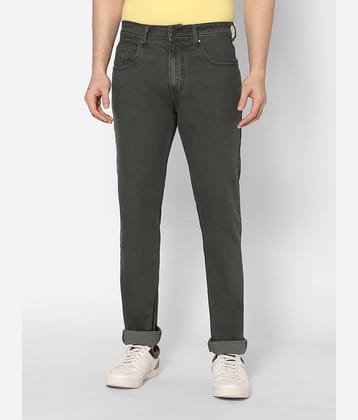 HJ HASASI - Olive Cotton Blend Slim Fit Men's Jeans ( Pack of 1 )