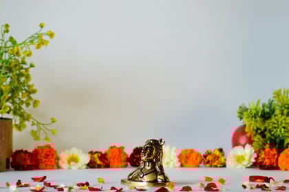 Brass Shiva/ Mahadev Statue (Color - Golden, Size - 2H *2.75L*1.75B) by Snova Enterprises