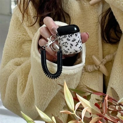 Black Floral Airpod Case Cover-Airpod 1/2