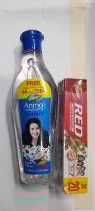 Dabur anmol coconut hair oil jasmine with free tooth paste